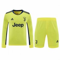 2020/21 Juventus Goalkeeper Yellow Long Sleeve Mens Soccer Jersey Replica + Shorts Set