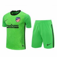 2020/21 Atletico Madrid Goalkeeper Green Mens Soccer Jersey Replica + Shorts Set