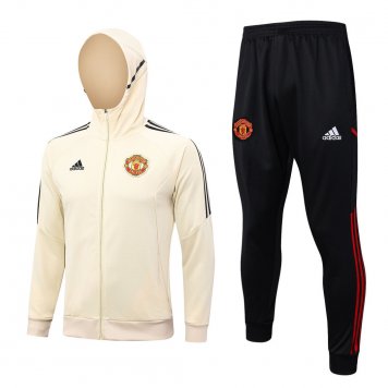 Manchester United Soccer Jacket + Pants Replica Cream 2023/24 Mens (Hoodie)