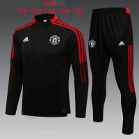 Manchester United Soccer Training Suit Replica Black Youth 2021-22