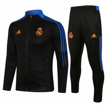 Real Madrid Black Soccer Training Suit Jacket + Pants Mens 2021/22