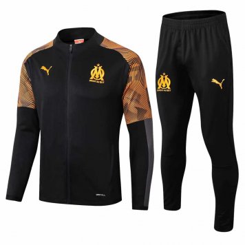 2019/20 Olympique Marseille Black Mens Soccer Training Suit(Jacket + Pants)