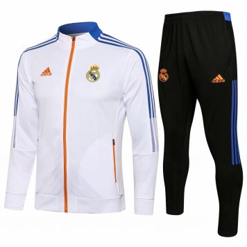 Real Madrid White Soccer Training Suit Jacket + Pants Mens 2021/22