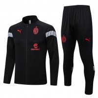 AC Milan Soccer Jacket + Pants Replica Full Black 2022/23 Mens