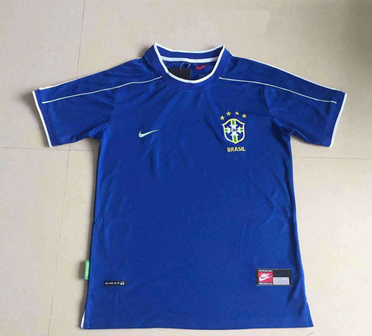 1998 Brazil Retro Away Mens Soccer Jersey Replica 