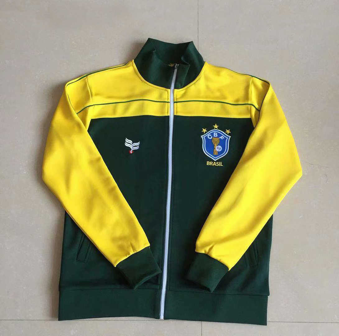82-85 Brazil Retro Yellow - Green Mens Soccer Jacket