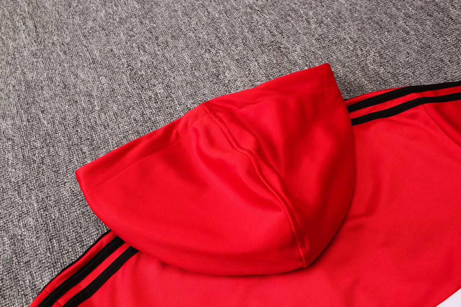2019/20 Manchester United Hoodie Red Mens Soccer Training Suit(Jacket + Pants)