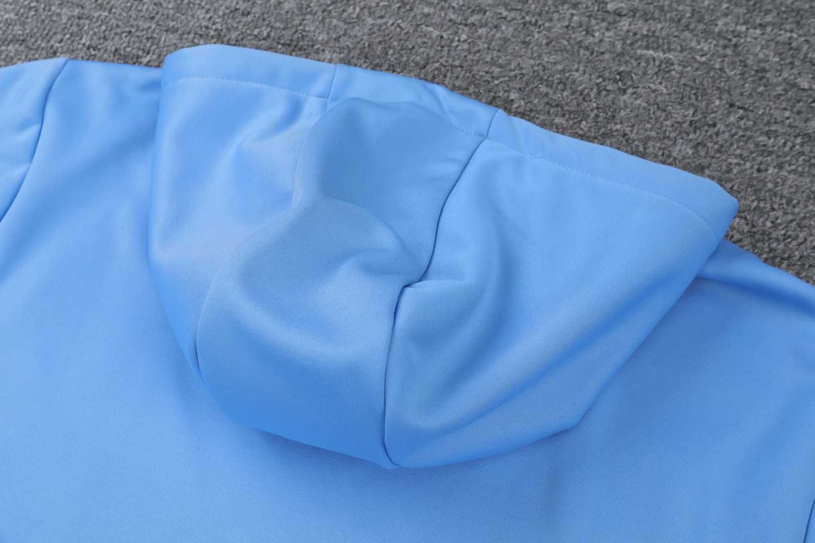 2019/20 Manchester City Hoodie Blue Mens Soccer Training Suit(SweatJersey + Pants)