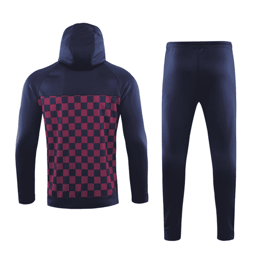 2019/20 Barcelona Hoodie Navy&Square Mens Soccer Training Suit(Jacket + Pants)