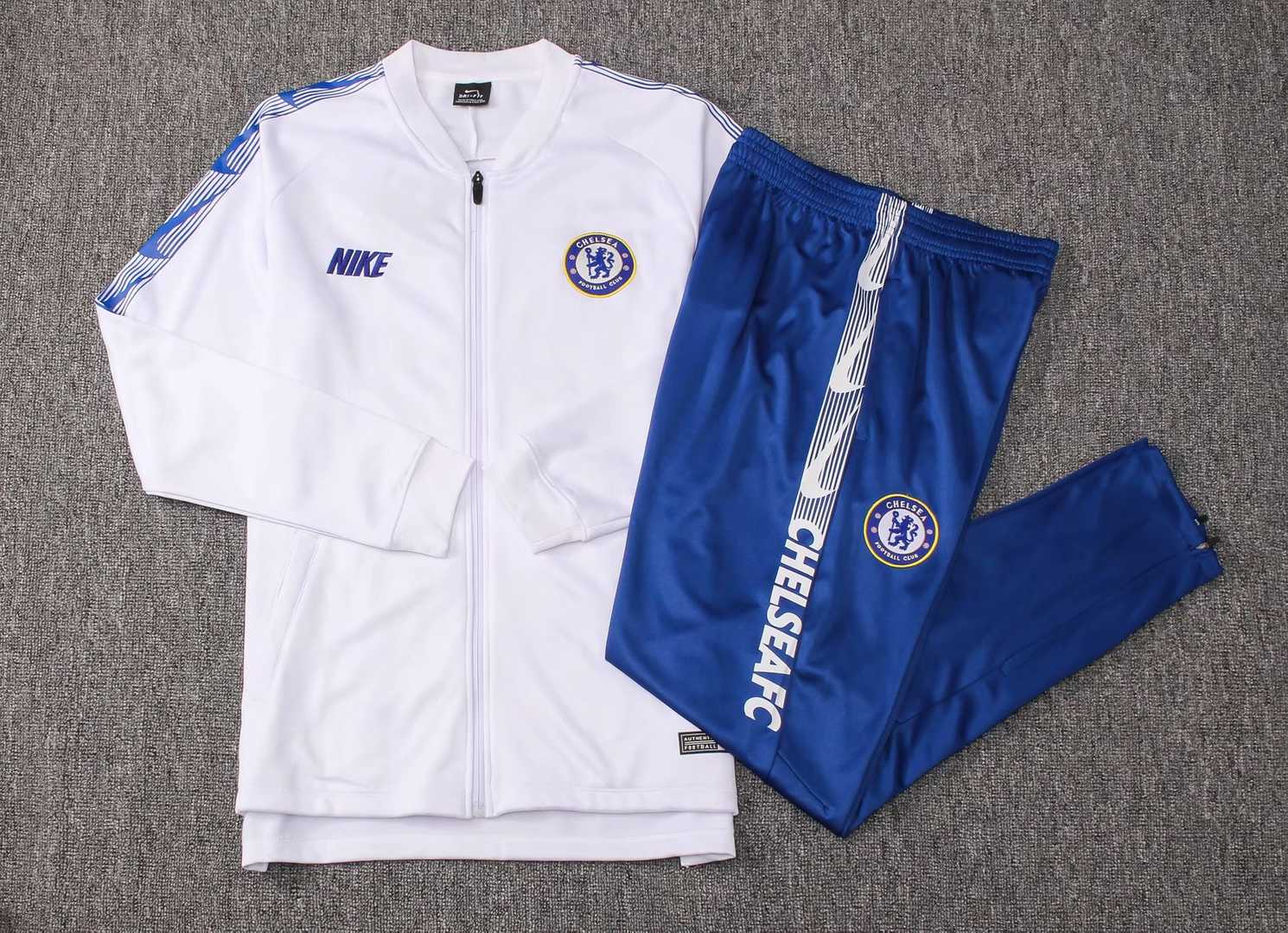 2019/20 Chelsea White Mens Soccer Training Suit(Jacket + Pants)