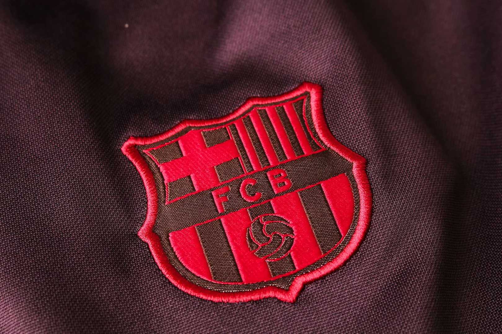 2019/20 Barcelona High Neck Purple Mens Soccer Training Suit(Jacket + Pants)