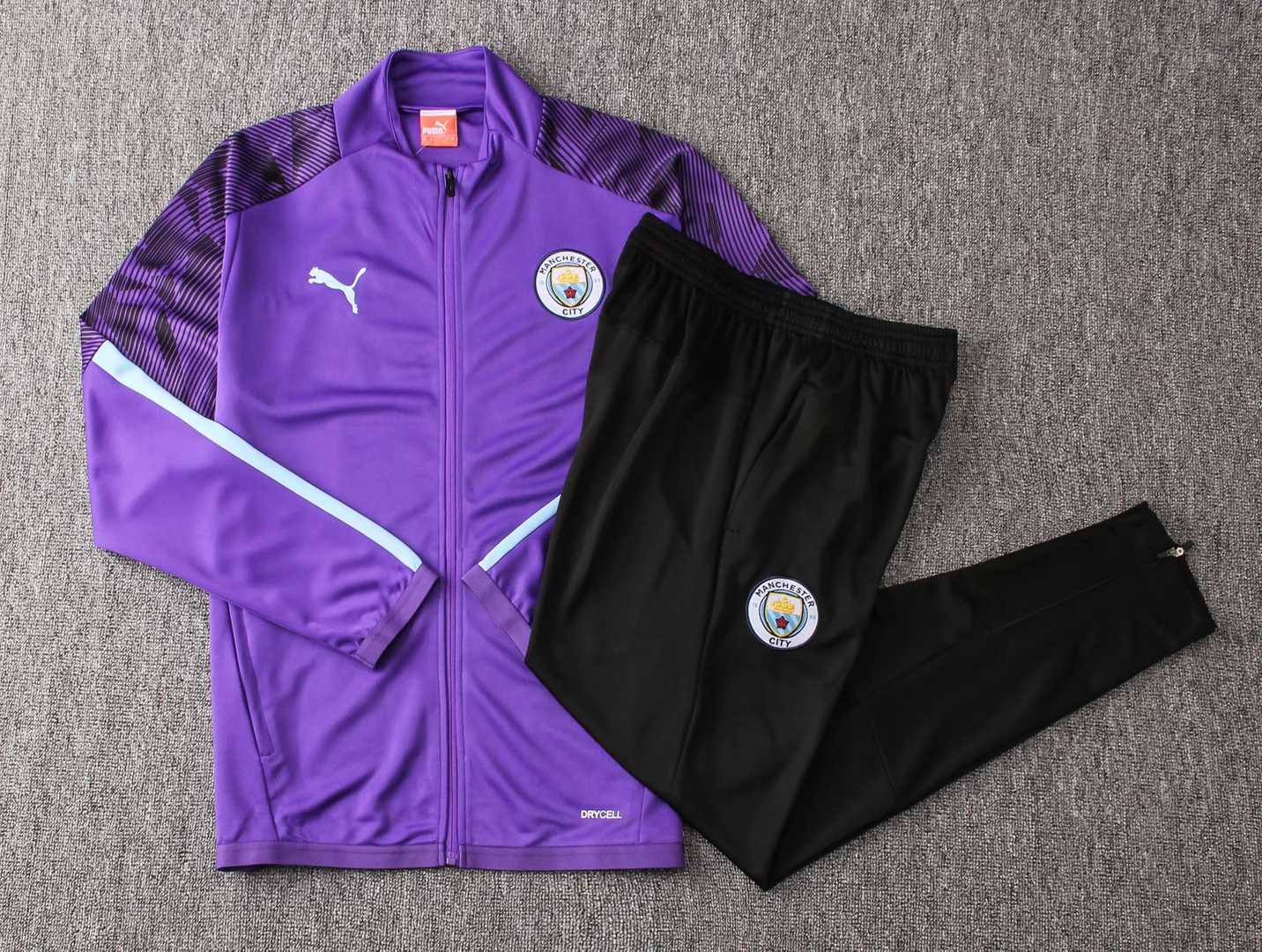 2019/20 Manchester City Purple Mens Soccer Training Suit(Jacket + Pants)