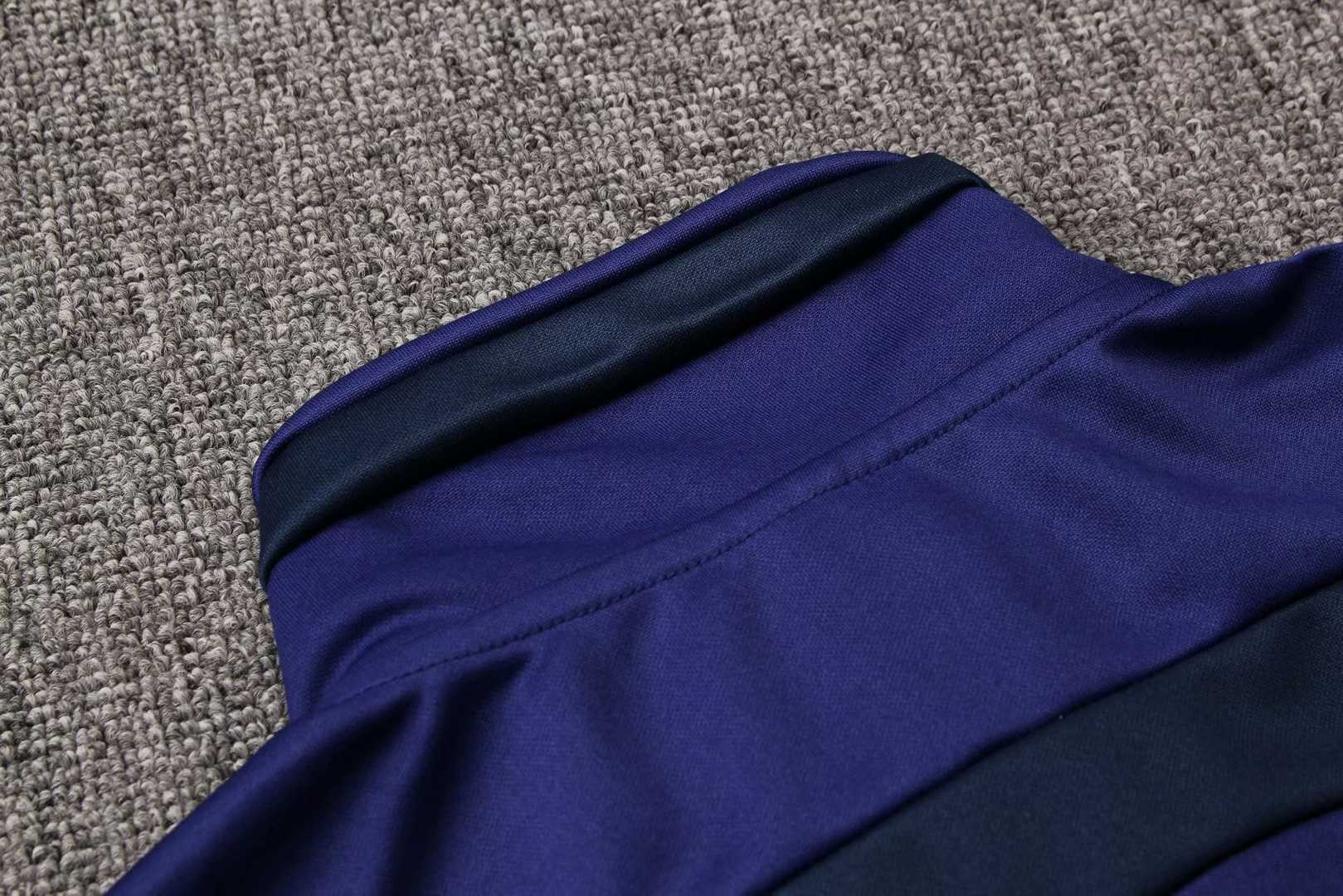 2019/20 Manchester United High Neck Blue Mens Soccer Training Suit(Jacket + Pants)