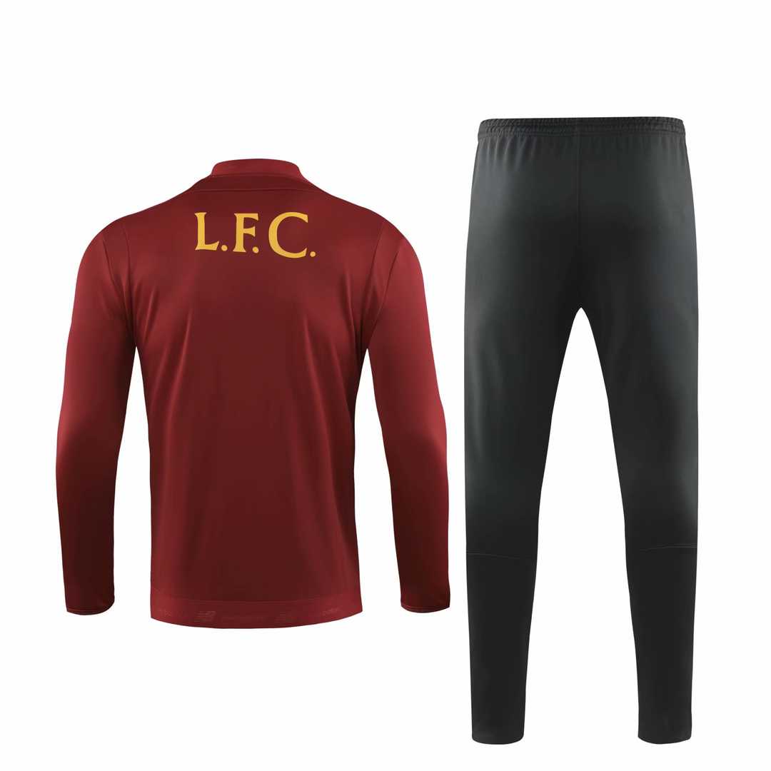 2019/20 Liverpool Low Neck Burgundy Mens Soccer Training Suit(Jacket + Pants)