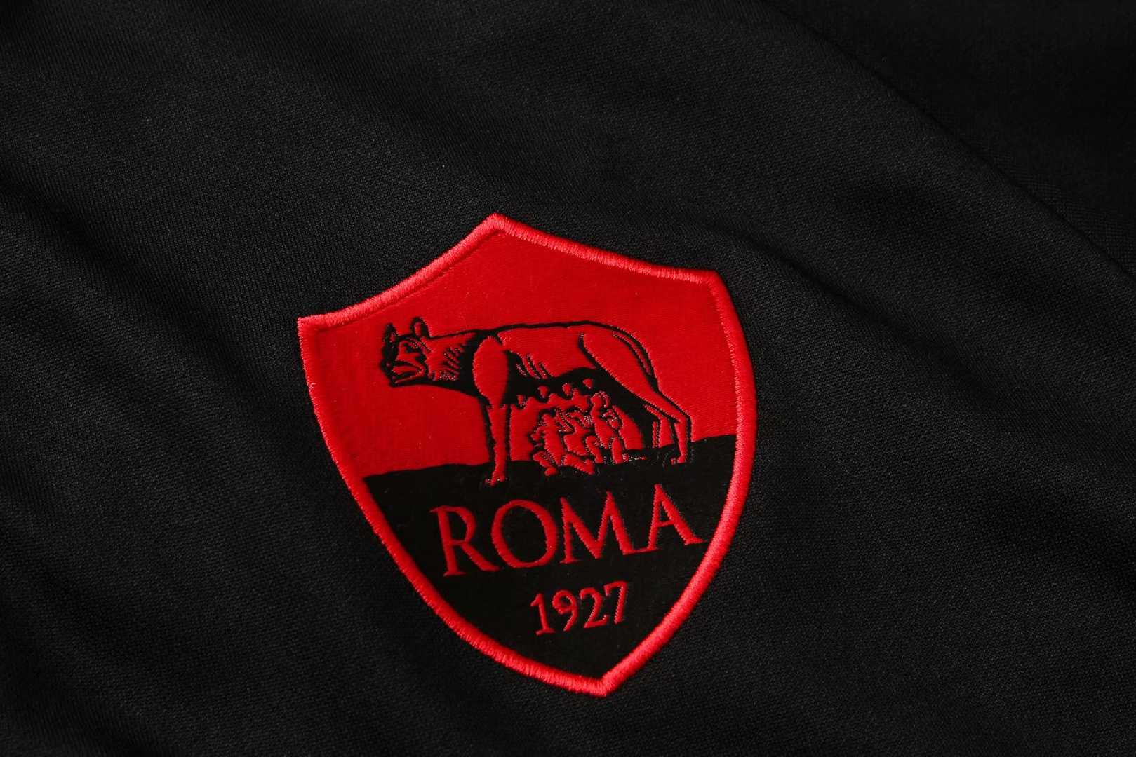 2019/20 AS Roma Black Mens Soccer Training Suit(Jacket + Pants)