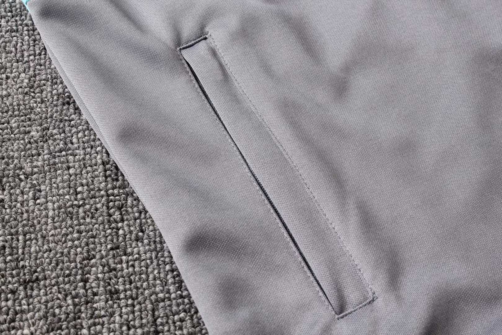 2019/20 Barcelona High Neck Light Grey Mens Soccer Training Suit(Jacket + Pants)