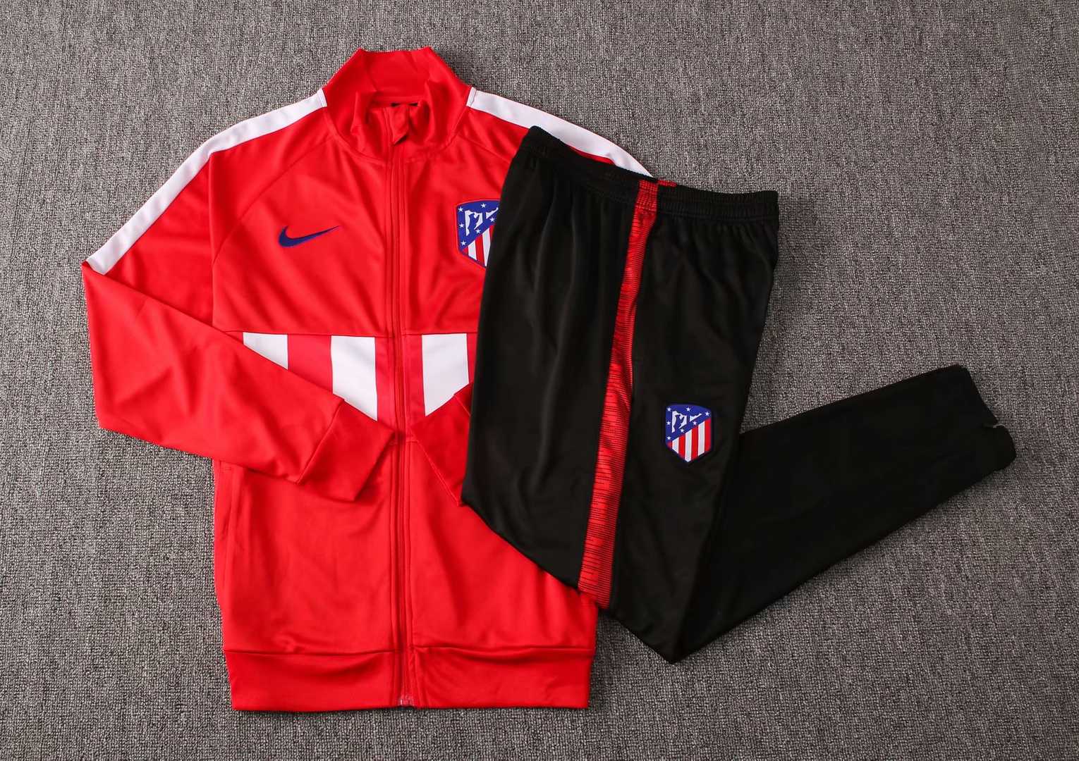 2019/20 Atletico Madrid High Neck Red Mens Soccer Training Suit(Jacket + Pants)