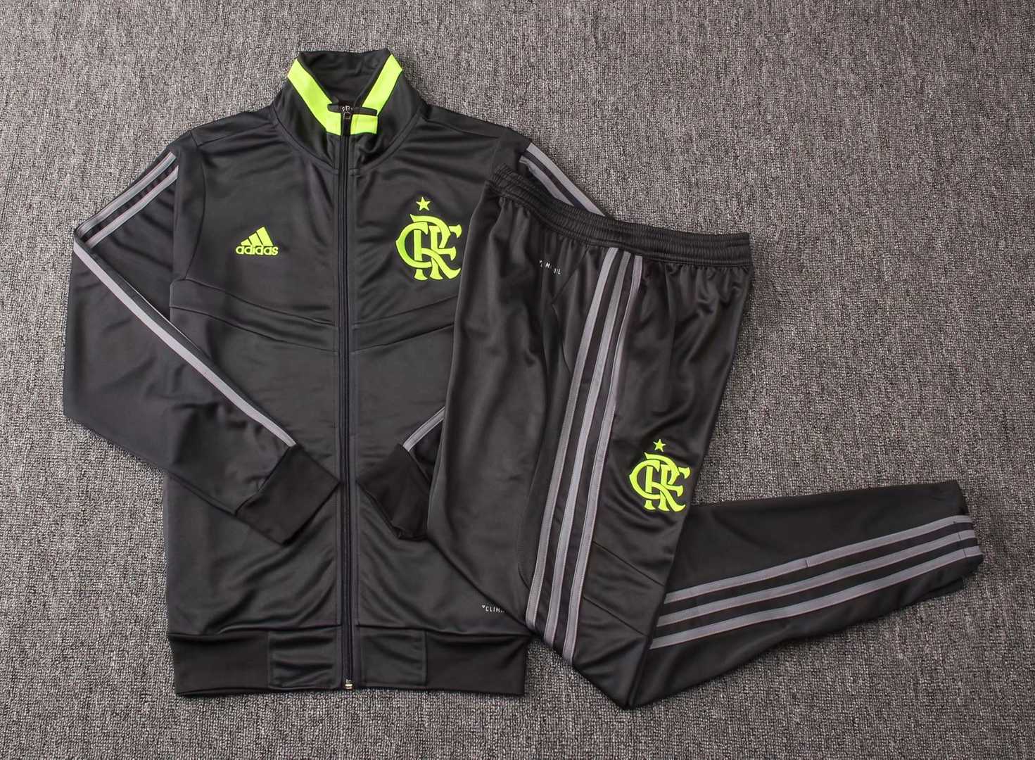 2019/20 Flamengo Deep Grey Mens Soccer Training Suit(Jacket + Pants)
