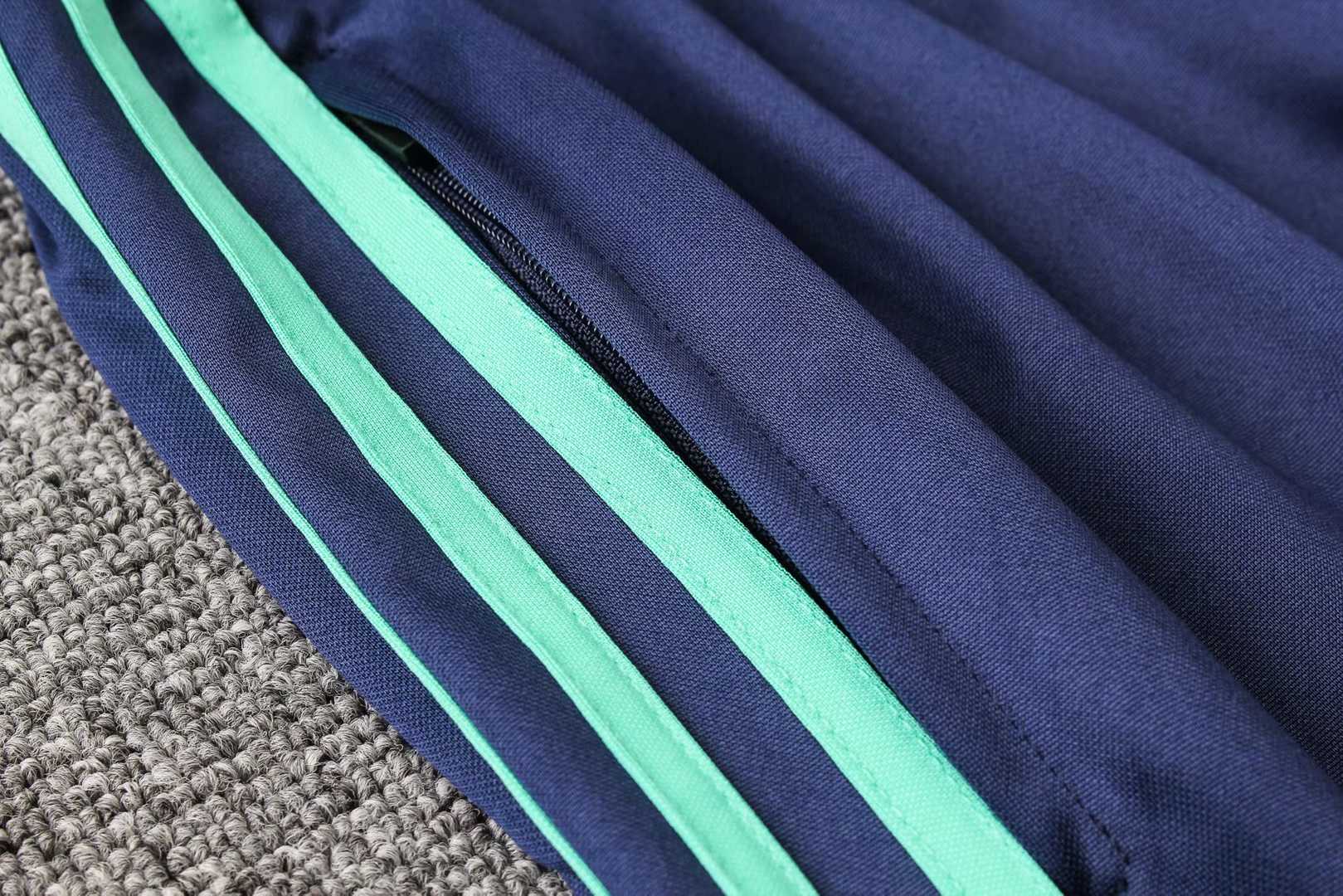 2019/20 Real Madrid High Neck Blue Mens Soccer Training Suit(Jacket + Pants)