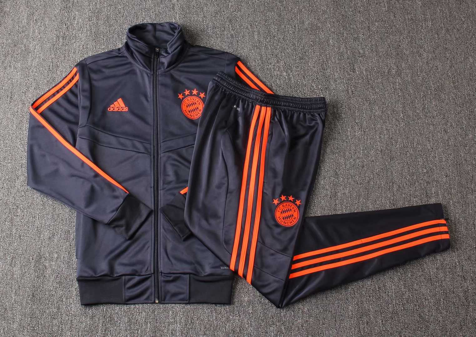 2019/20 Bayern Munich High Neck Blue Mens Soccer Training Suit(Jacket + Pants)
