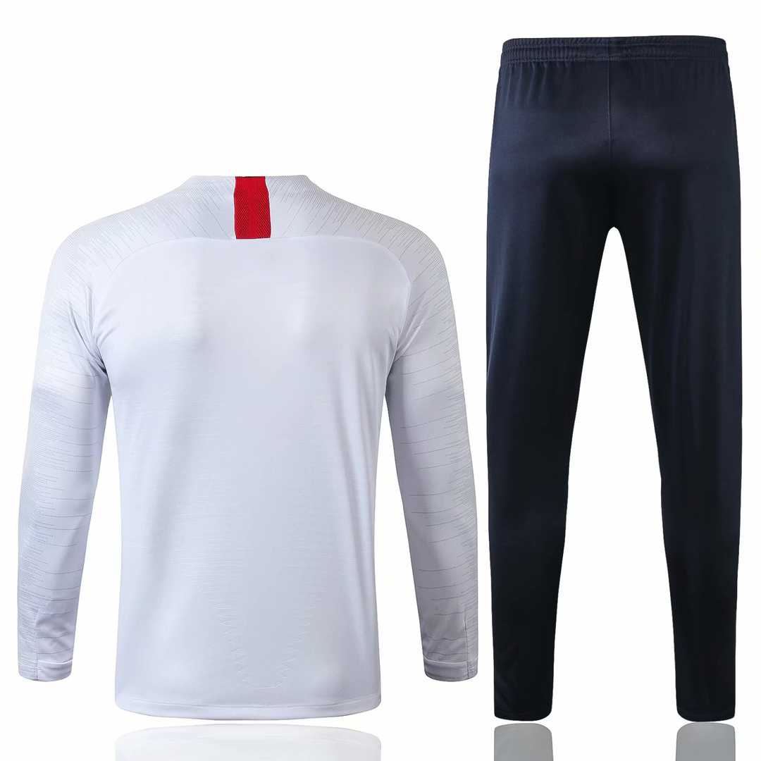 2019/20 PSG Half Zip White Mens Soccer Training Suit(Jacket + Pants)