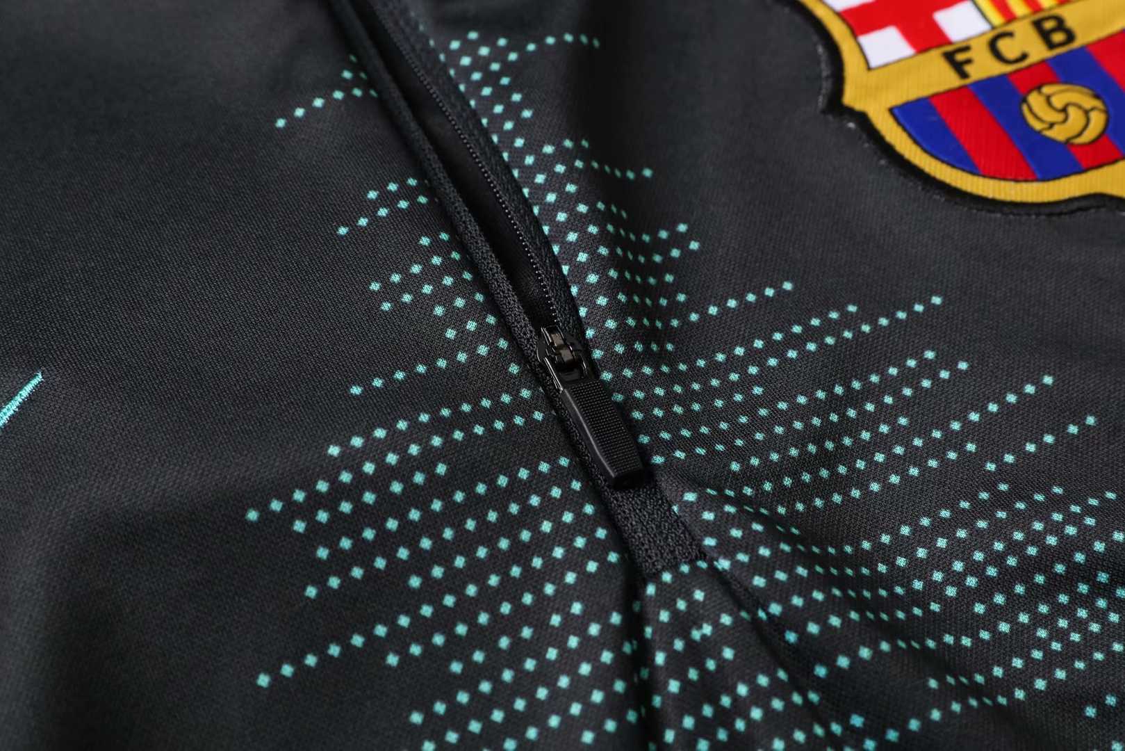 2019/20 Barcelona Half Zip Grey Mens Soccer Training Suit(Jacket + Pants)