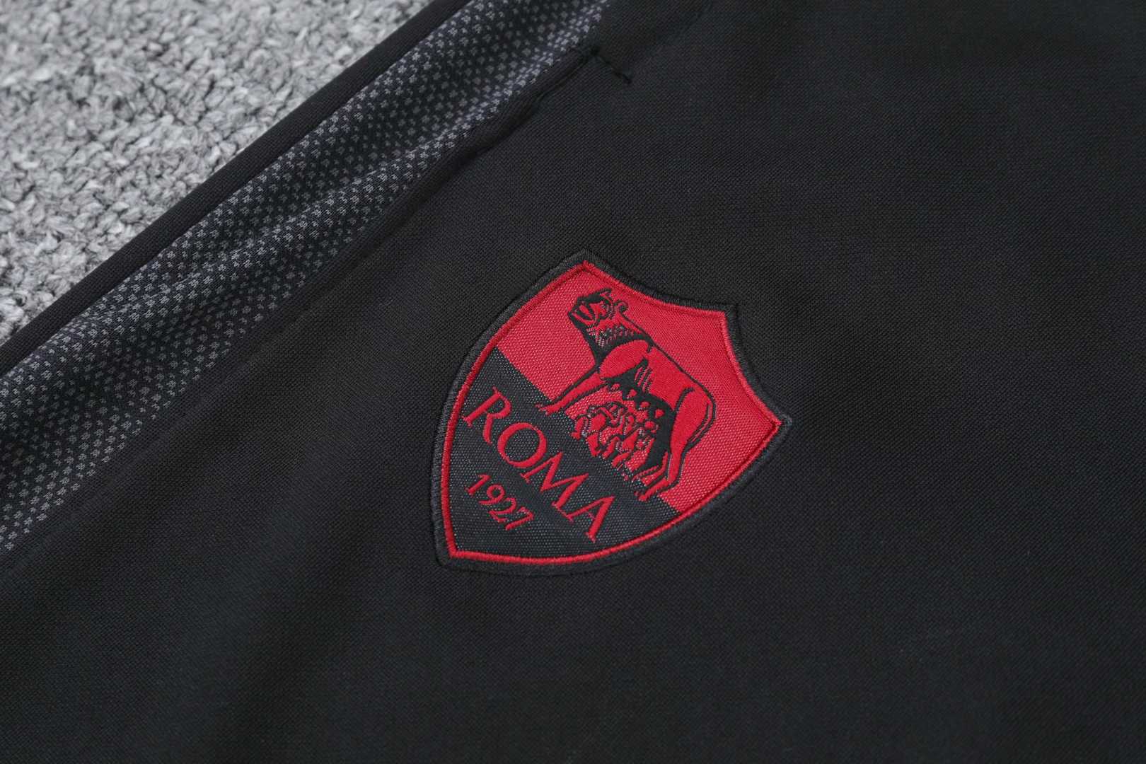 2019/20 AS Roma Half Zip Royal Black Mens Soccer Training Suit(Jacket + Pants)