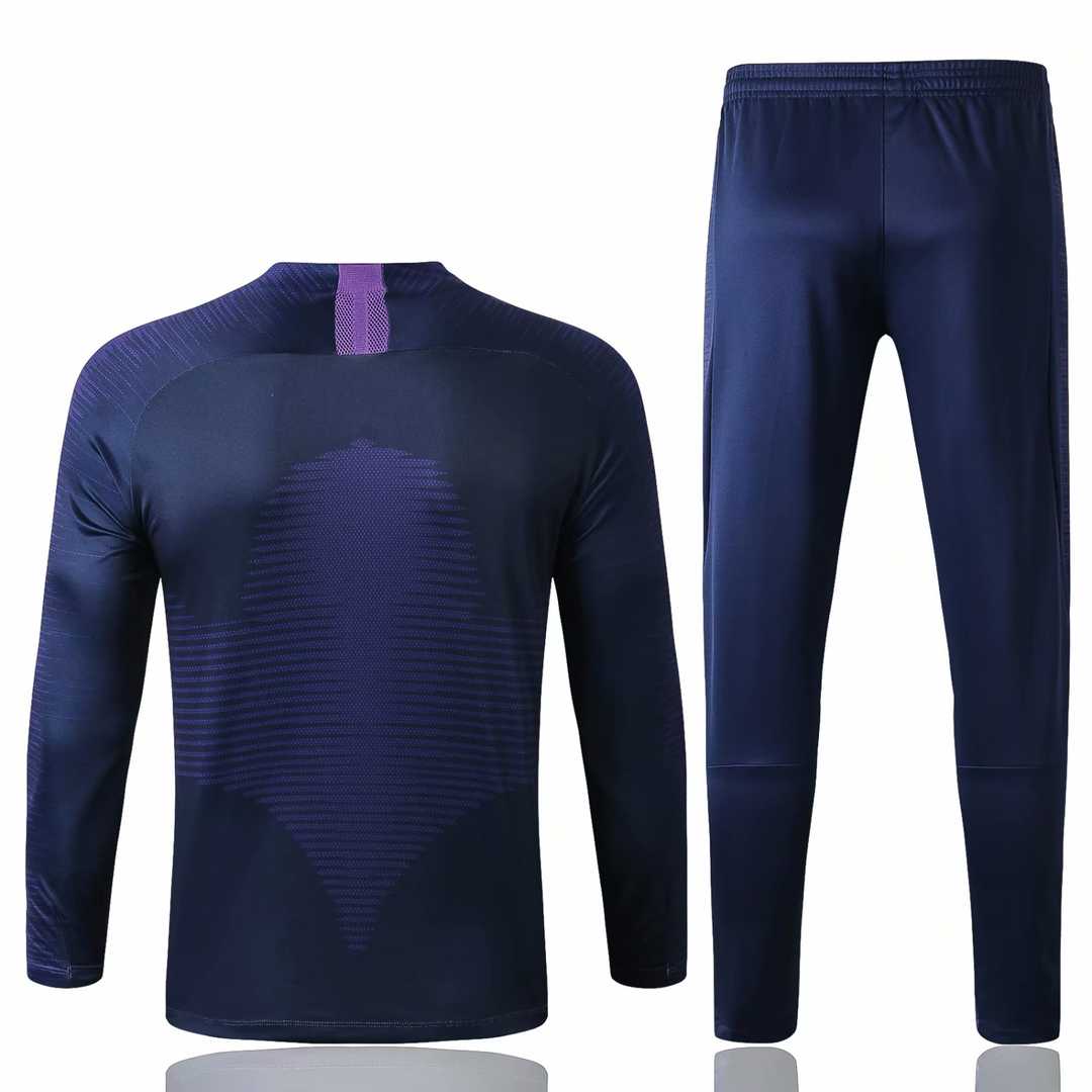 2019/20 Tottenham Hotspur Half Zip Purple Stripe Mens Soccer Training Suit(Jacket + Pants)
