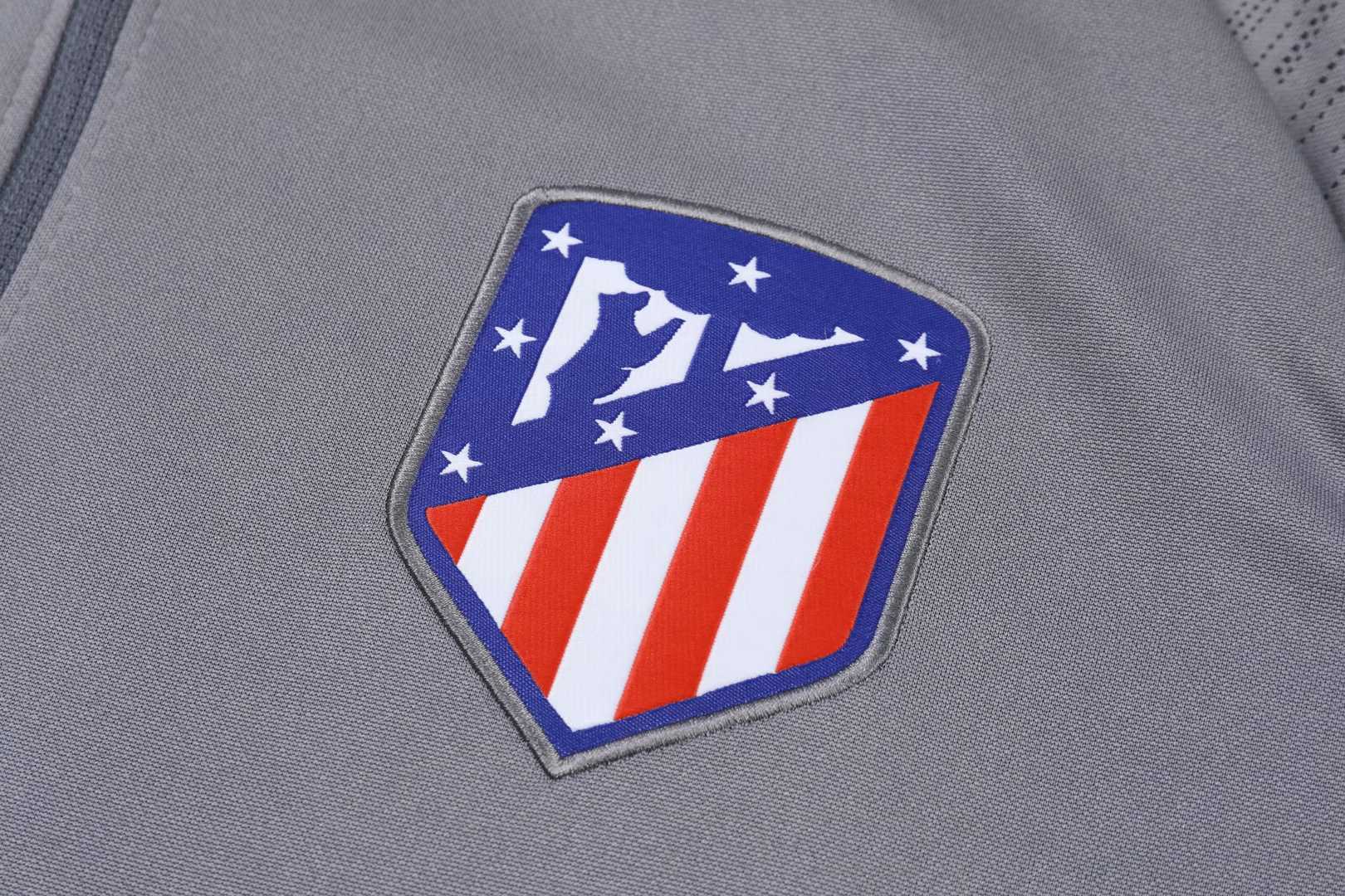 2019/20 Atletico Madrid Half Zip Grey Mens Soccer Training Suit(Jacket + Pants)