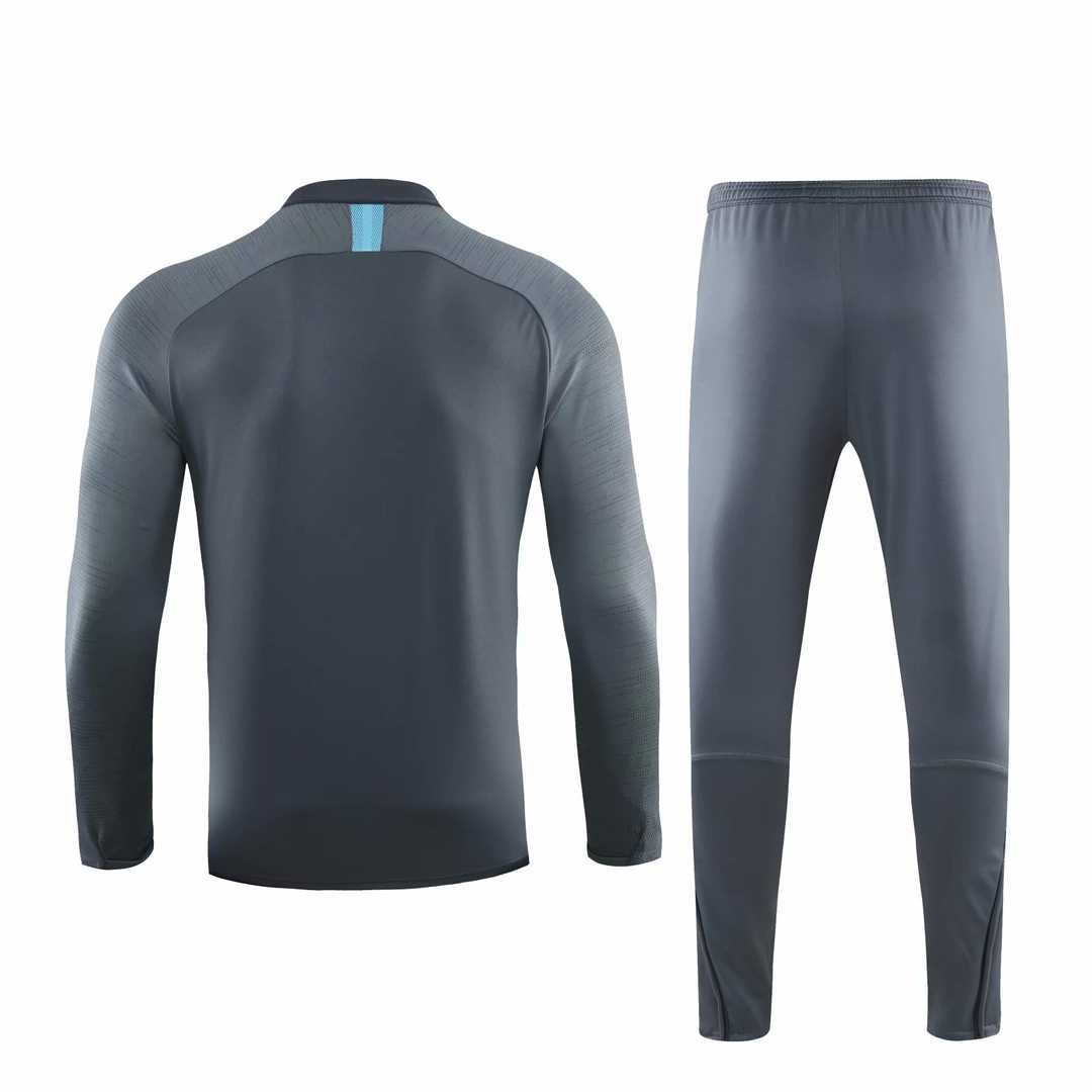 2019/20 Tottenham Hotspur Half Zip Grey Mens Soccer Training Suit(Jacket + Pants)
