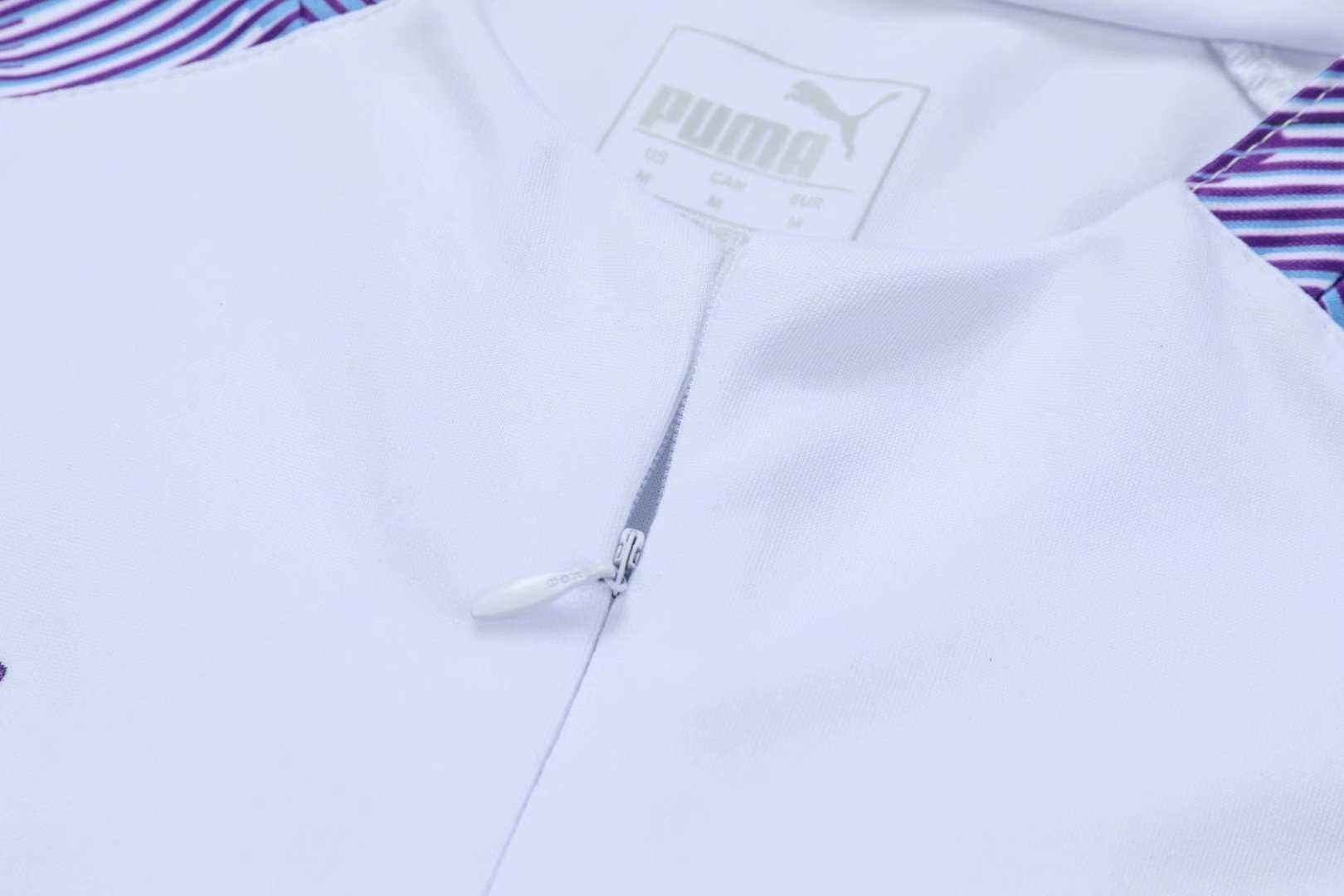 2019/20 Manchester City Half Zip White Mens Soccer Training Suit(Jacket + Pants)