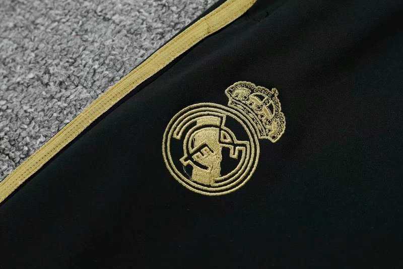 2019/20 Real Madrid High Neck Blue Stripe Mens Soccer Training Suit(SweatJersey + Pants)