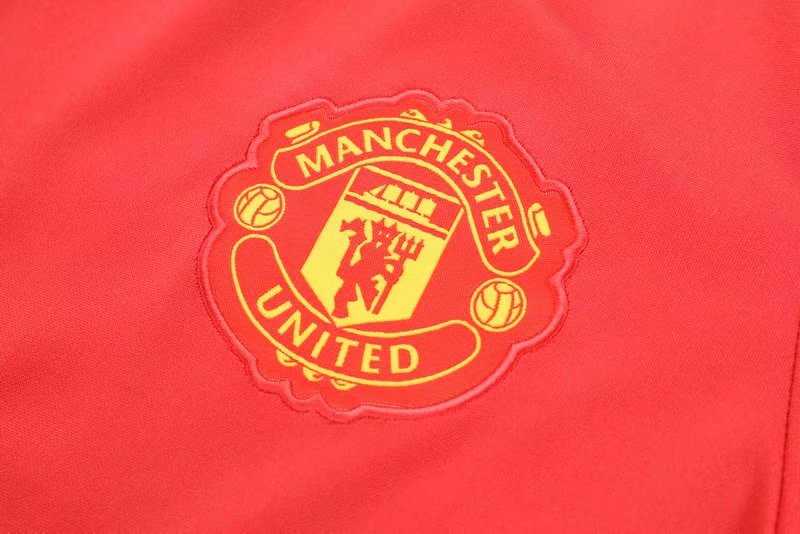2019/20 Manchester United High Neck Red Mens Soccer Training Suit(SweatJersey + Pants)