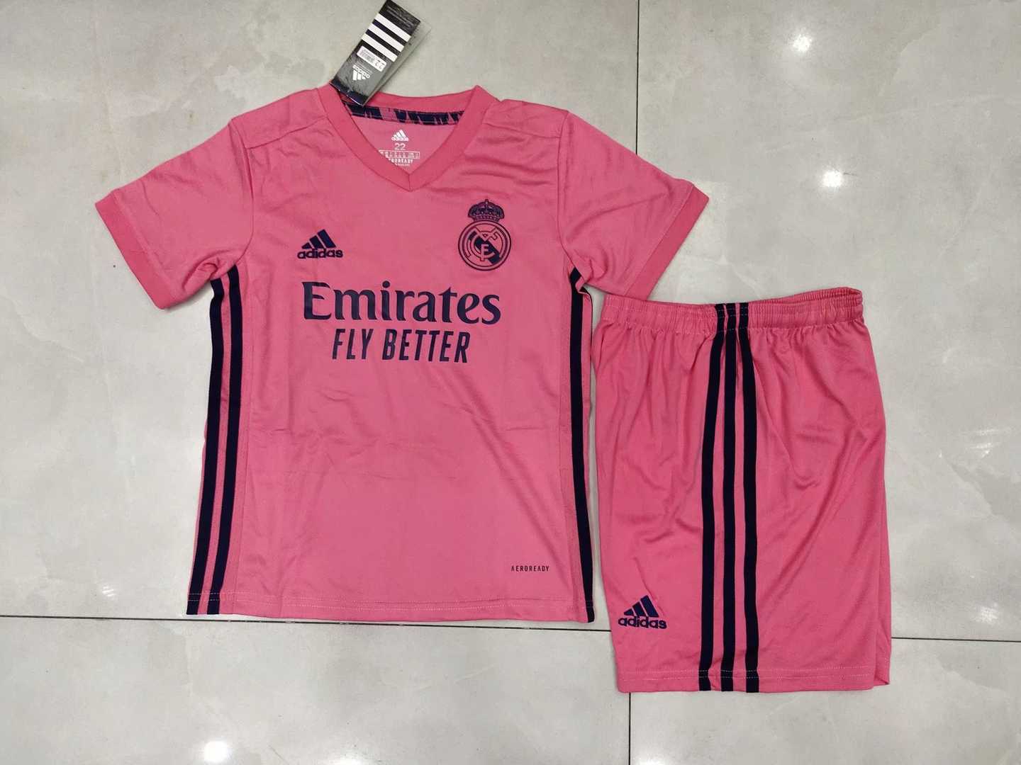 2020/21 Real Madrid Away Kids Soccer Kit (Jersey + Shorts)