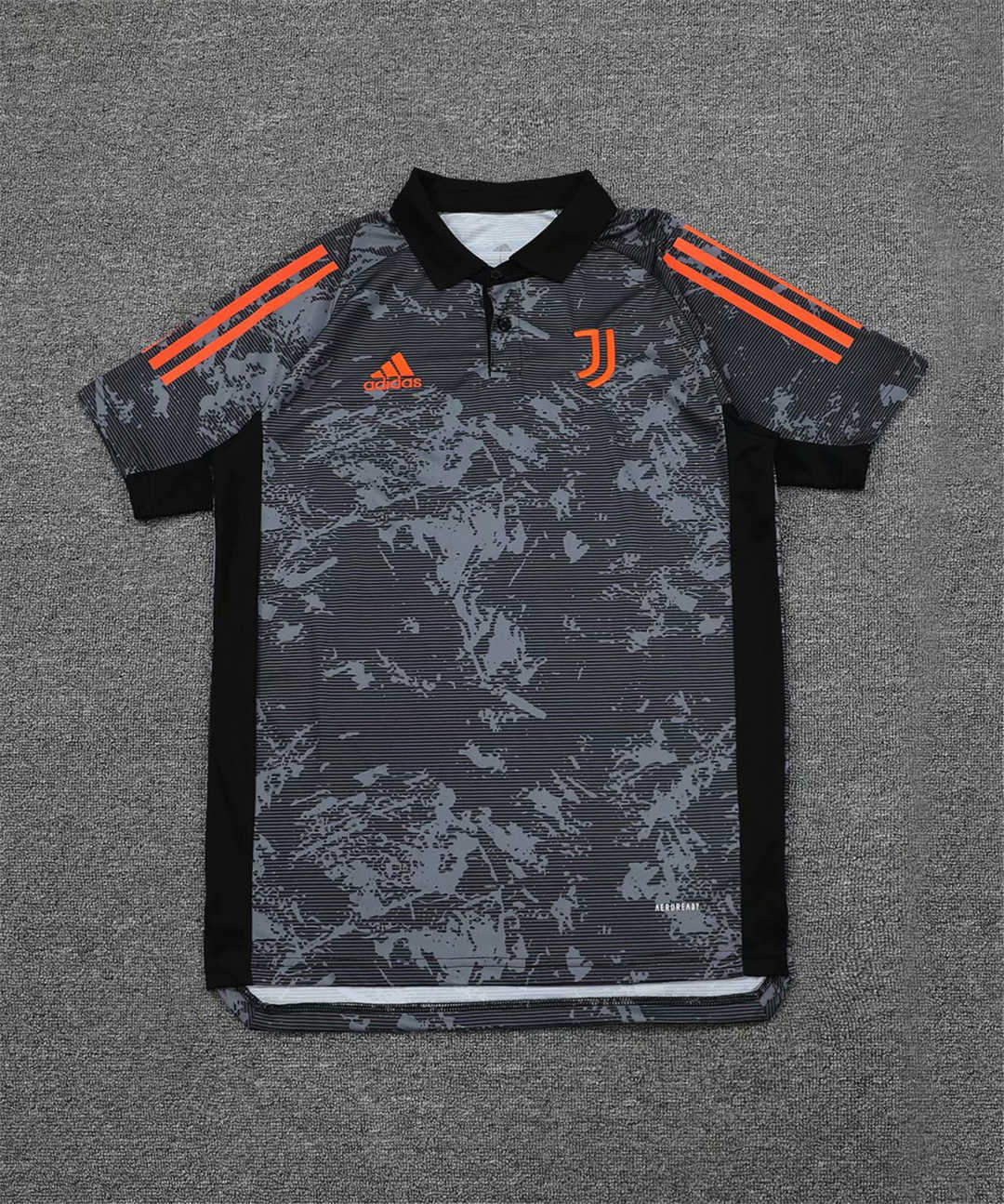 2020/21 Juventus UCL Black Texture Mens Soccer Polo Jersey