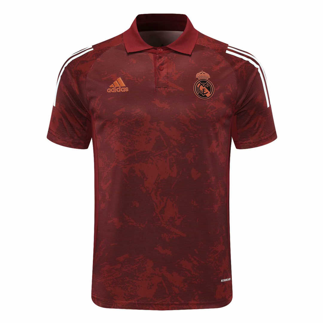2020/21 Real Madrid UCL Maroon Texture Mens Soccer Polo Jersey