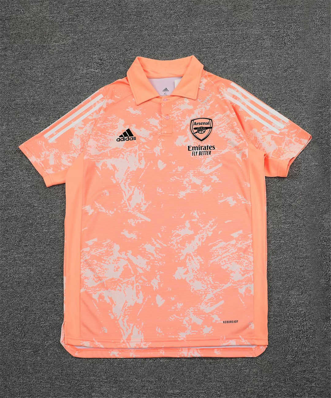 2020/21 Arsenal UCL Chalk Coral Texture Mens Soccer Polo Jersey