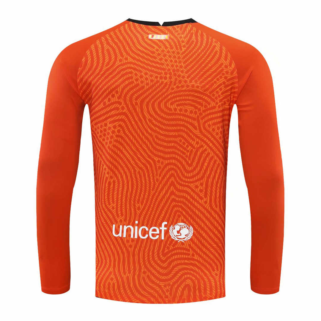 2020/21 Barcelona Goalkeeper Orange Long Sleeve Mens Soccer Jersey Replica  