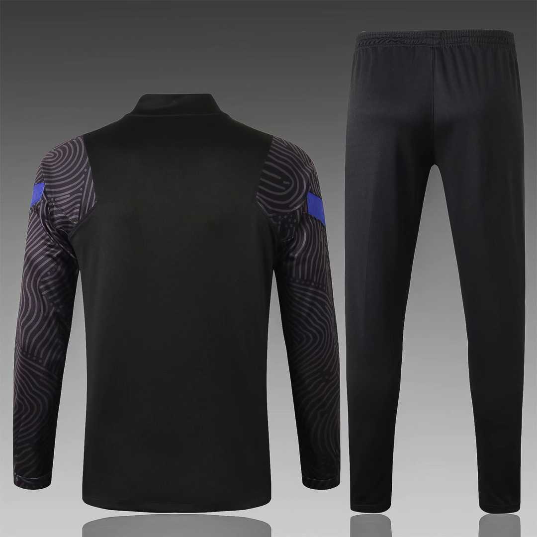 2020/21 Netherlands Black Kids Half Zip  Soccer Training Suit(Jacket + Pants)