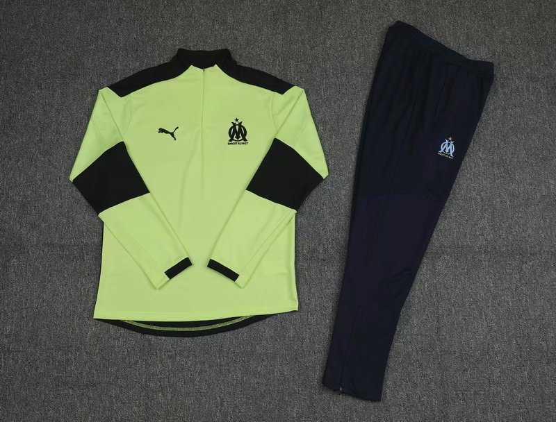 2020/21 Olympique Marseille Green Kids Half Zip  Soccer Training Suit(Jacket + Pants)