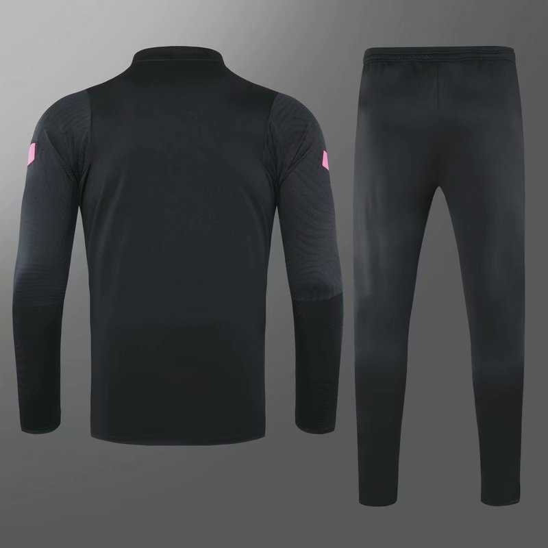 2020/21 Barcelona Black Kids Half Zip  Soccer Training Suit(Jacket + Pants)