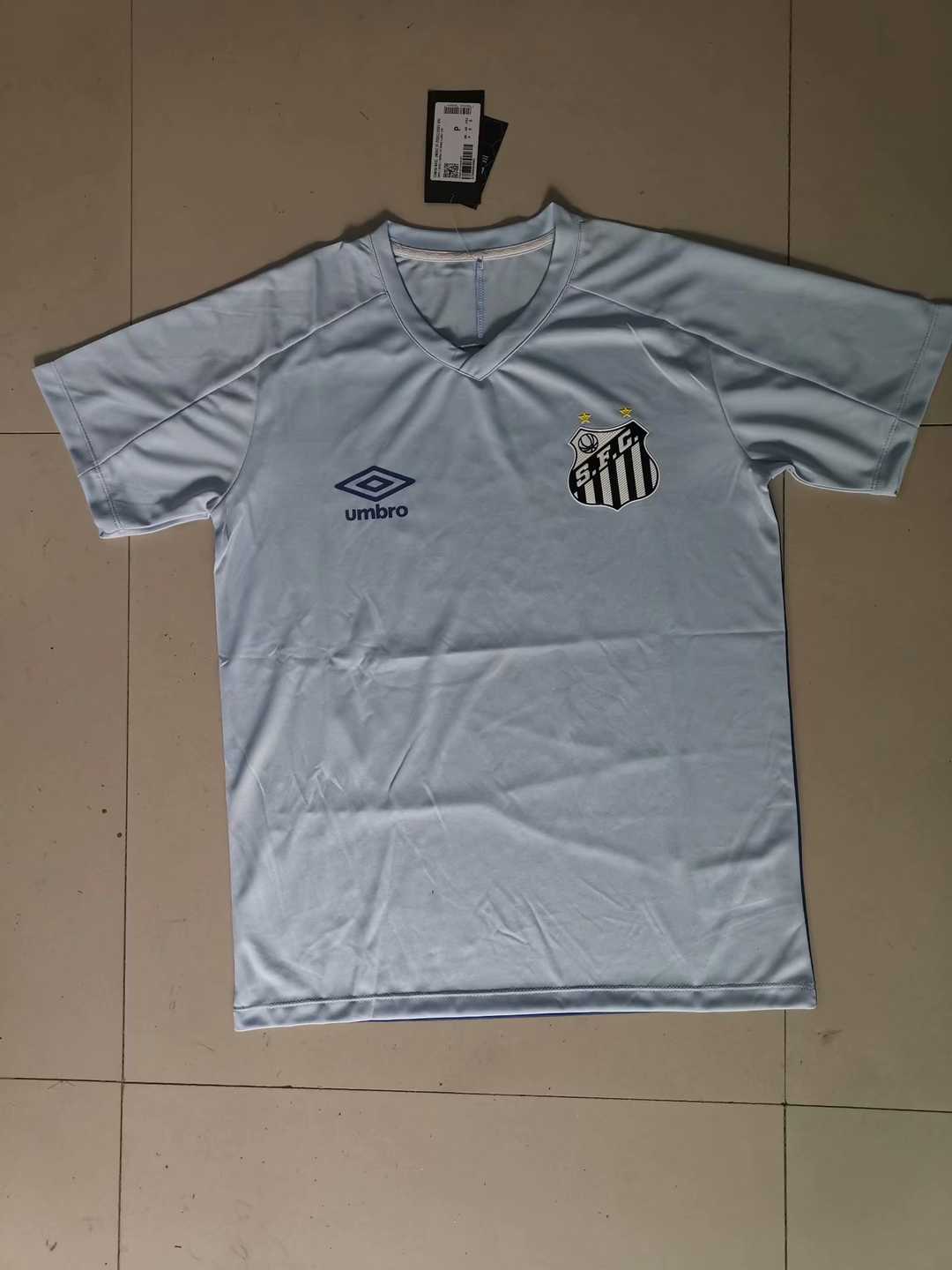 2020/21 Santos FC Light Blue Warming Up Mens Soccer Training Jersey 