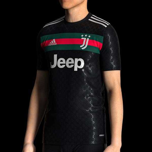 2020/21 Juventus x Gucci Special Edition Black Mens Soccer Jersey Replica  