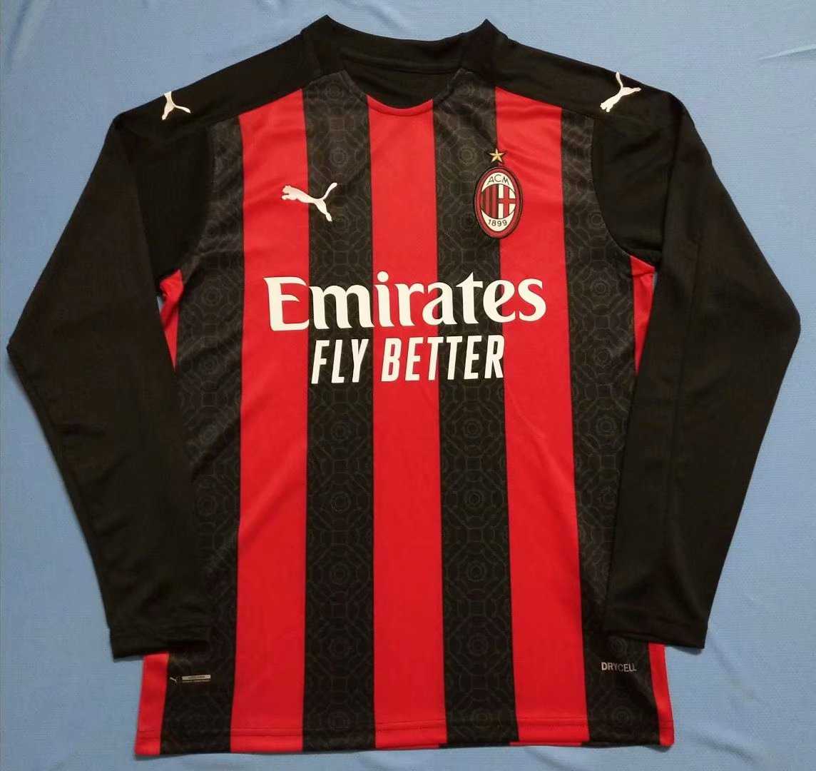 2020/21 AC Milan Home Mens LS Soccer Jersey Replica  