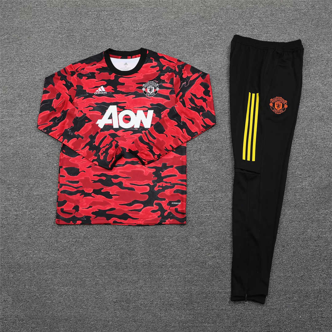 2020/21 Manchester United Christmas Red - Black Mens Soccer Training Suit