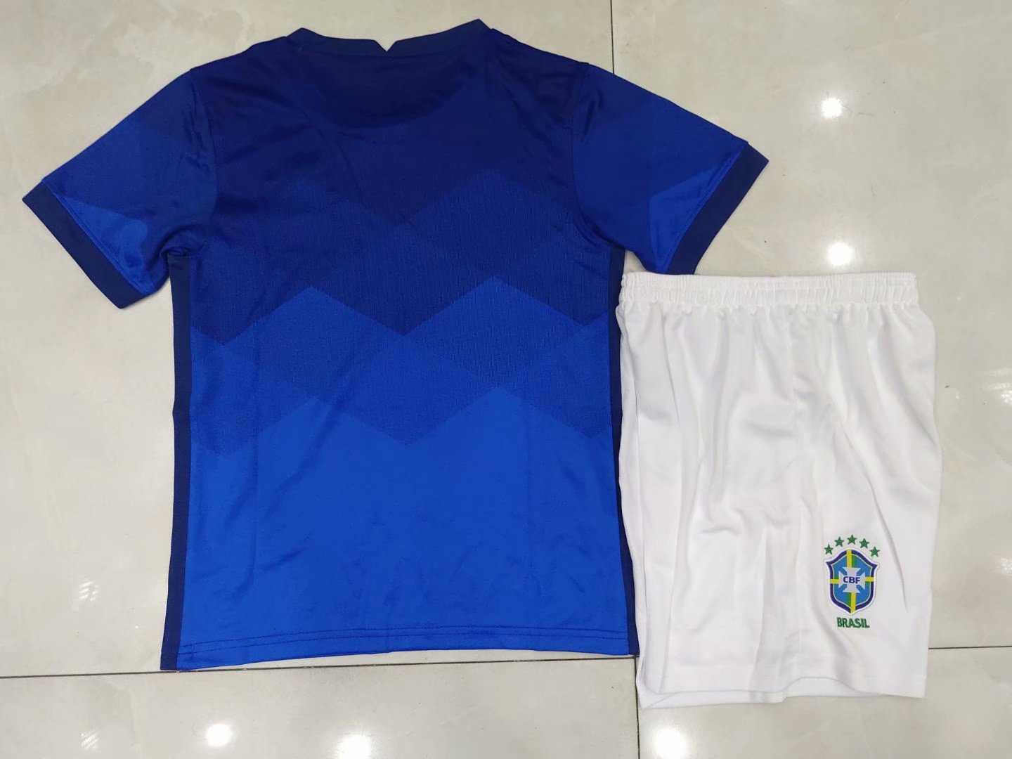 2020 Brazil Away Kids Soccer Kit(Jersey+Shorts)