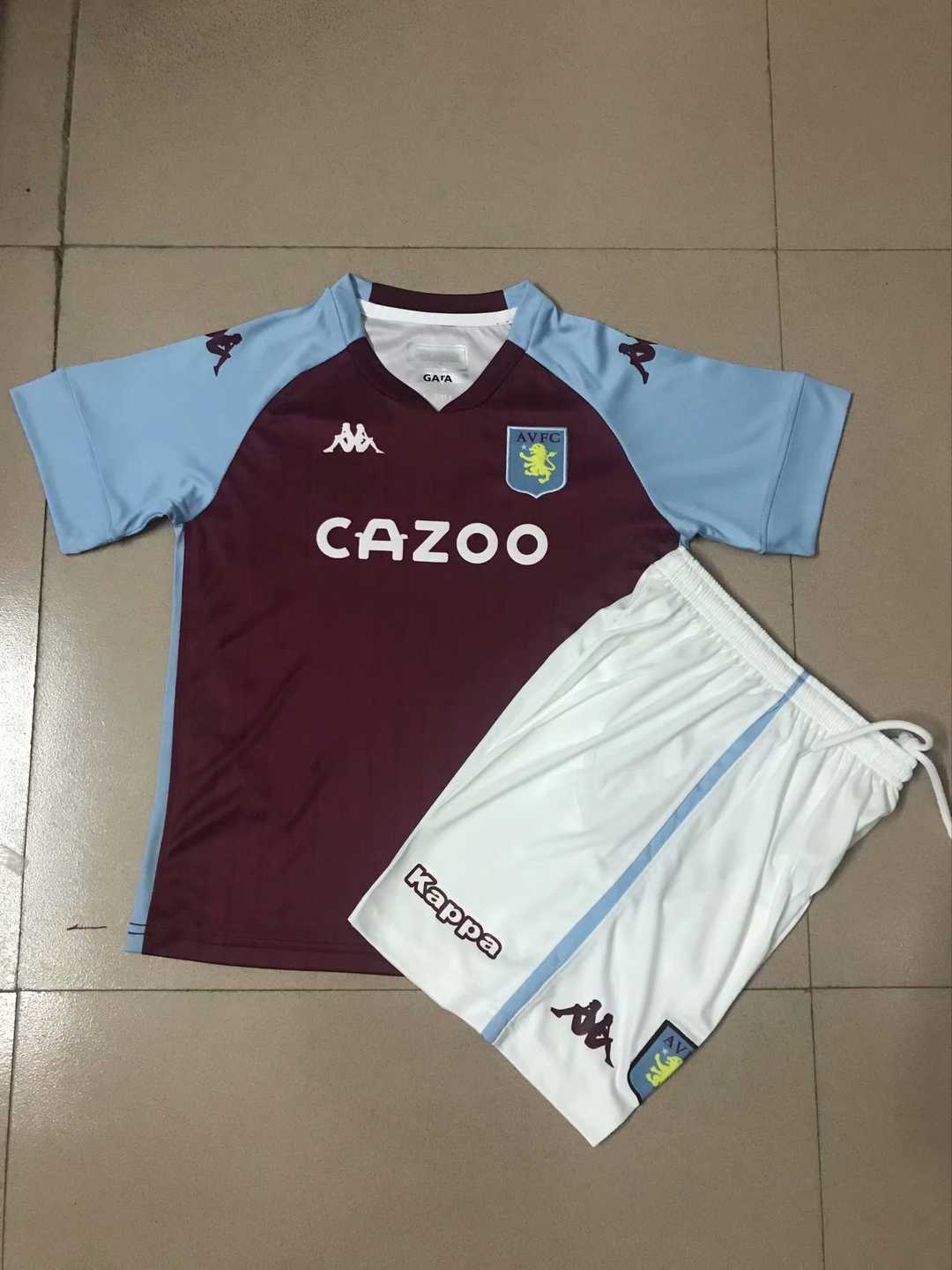 2020/21 Aston Villa Home Kids Soccer Kit(Jersey+Shorts)