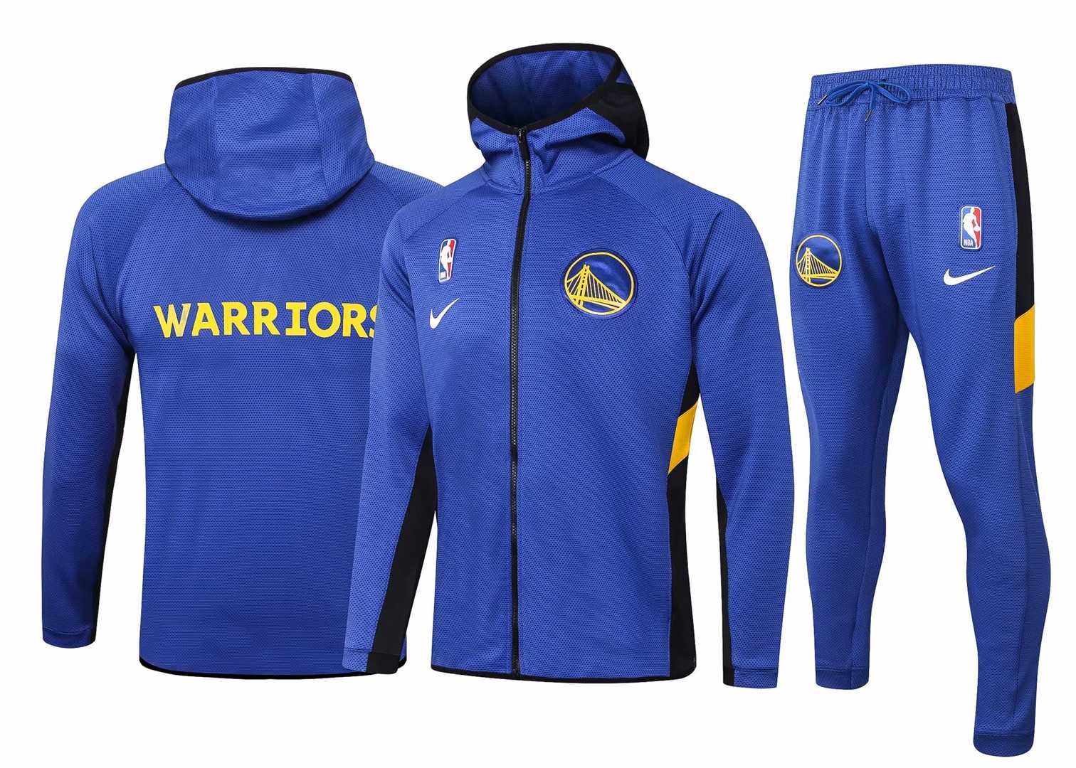 2020/21 Golden State Warriors Hoodie Blue Mens Soccer Training Suit(Jacket + Pants)