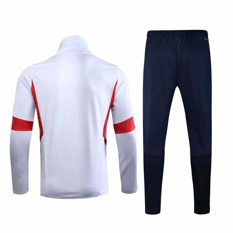 2019/20 Arsenal High Neck White Mens Soccer Training Suit(Sweater + Pants)