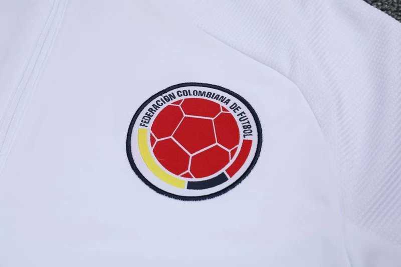 2019/20 Colombia White Mens Soccer Training Suit(Sweater + Pants)